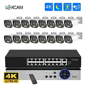 IP -kameror 8ch 4K 8MP Security Camera System Poe 5MP Tway Way Audio Waterproof Outdoor Colorful Night Camera Video Surveillance Set Xmeye 24413