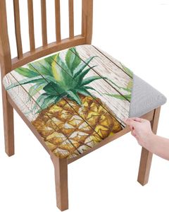 Stol täcker vintage träkorn tropisk frukt ananas elastisk sittplats för slipcovers hemskyddsträcka