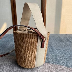 new beach bag summer SMALL WOODY BASKET luxury designer straw canvas crossbody bag fashion women shopping casual shoulder bag tote handbag top quality 10A