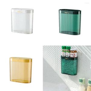 Storage Bottles Transparent Cling Film Box Punch Free Plastic Bag Container Wall Mount Extractable