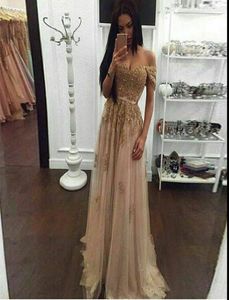 Champagne Lace Beaded Arabic Evening Dresses Sweetheart Aline Tulle Prom Dresses Vintage Cheap Formal Party Gowns9889920