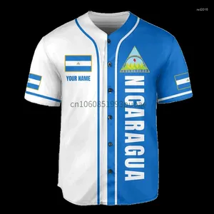 Men's Casual Shirts Nicaragua Half & Customize Your Name Baseball Jersey Shirt 3D Printed Hip Hop Tops