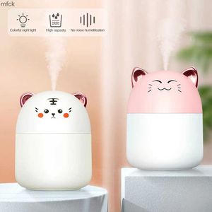 Humidifiers Cute Rechargable Air Humidifier Portable Aroma Oil Diffuser Cool Mist Sprayer with Colorful Atmosphere Light for Home Office Car