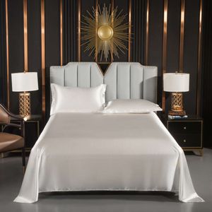 Simulação de estilo japonês cor de cor sólida coloração de cama de uma peça, travesseiro de 3 peças, conjunto de 2 peças, verão de seda fresco de seda lisa de cama de dormir nu