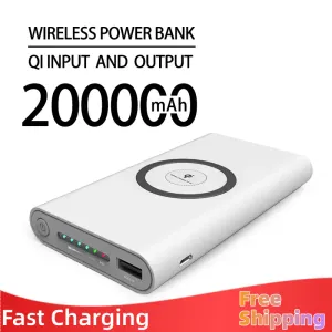 Banks Power Bank 200000mAh Ultra de grande capacidade Wireless Power Bank Bidirecional Charging Fast Charging Leve e Portátil Frete grátis