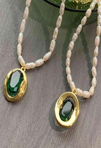 Paris designer necklace earrings tide brand emerald pendant necklaces fashion pearl chain jewelry light luxury women039s a5119690