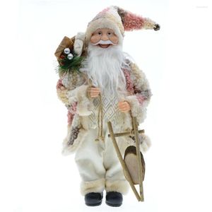 Decorative Figurines Year Christmas Tree Ornaments 45cm Big Standing Santa Claus Figurine Plush Doll Toys Gift Decor For Home 1