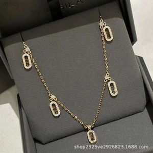 Designer Messikas Jewelry V Gold High Version Messica Full Diamond Five Gliding Halsband Rose Versatile Light Luxury Feng Shui Dropp Tassel Pendant Lock