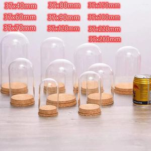 Figurine decorative 5 pezzi Mix Tage Big Glass Dome Jar Visualizza cloche Display Cork Base Decorazioni per la casa Scrivania per la camera da letto per regalo di Natale