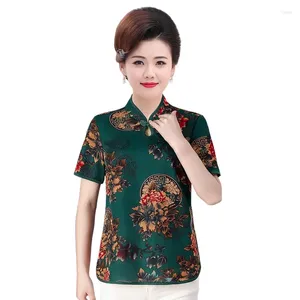 Magliette da donna Summer Women Short Short Short Shirt Flower Printing Pulovers Abbigliamento femmina Tee Vintage Asia Style Basic Casual