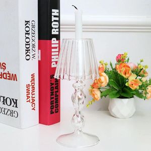 Candle Holders Desk Lamp Design Glass Candlestick Transparent Romantic Crafts For Matsal Wedding Decor (Twis