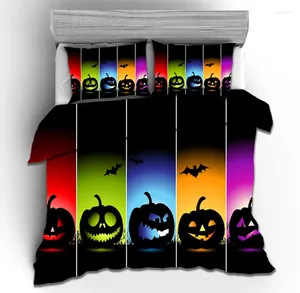 Set di biancheria da letto 3 pezzi felici Halloween Smart Ghost Pumpkin Prin3D Copriumino Copertina Trapunta Camera da letto Cuscini