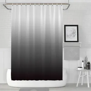 シャワーカーテンブルーグリーングラディエントバスルームカーテンシンプルな黒ポリエステル防水布地トリムフック