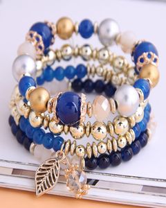 4pcs Conjunto de pulseiras boêmias para mulheres Bracelets de contas de cristal conjuntos de correntes de corda Femme Boho Jewelry99983467