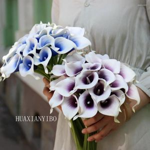 Flores decorativas Calla Lily Artificial Real Touch Lilies Bouquet Fake for Decoration Home Flower