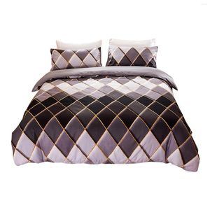 Bedding Sets 3pcs Quilt Cover Fashion Non Slip Home Decor Comfortable Set Pillow Cases Bedroom Extra Soft Accessories Rhombus Print