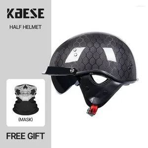 Motorcycle Helmets Half Face Carbon Fiber Helmet Motocross Racing Motobike Riding Glossy Black Casco De Motocicleta Four Season