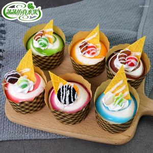 Dekoratif Çiçekler Festival Partisi Yapay Dekorasyonlar Yiyecekler Pu Craft Simülasyon Cupcake Fındık Tatlı Kek Kağıt Bardak Ekmek Model