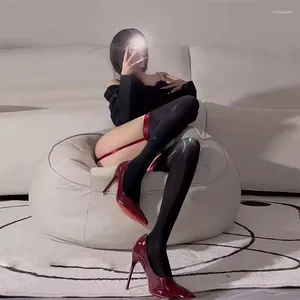 Skarpetki dla kobiet seksowne ultra szczupły błyszczący delikatny czarny jedwab na kolanach czysty intelektualny dorosły dama jak kobieta jedwabiste majtki
