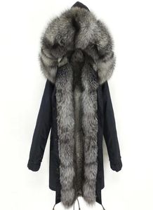 Lavelache New Winter Real Fox Fur Płaszcz Długie Parka Men prawdziwy królik futra Naturalna futra kołnierz z kapturem Grube Męska kurtka 201202288822