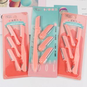 2024 1 Set Eyebrow Shaper Pink Facial Eyebrow Trimmer Women Grooming Shaver Shaping Safe Razor Facial Hair Remover Scissors - For Women