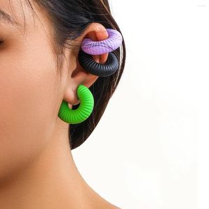 Brincos de costas 1 par de clipe de orelha de acrílico redondo rosqueado colorido para mulheres moda simples sem piercing em forma de cuff jóias femininas