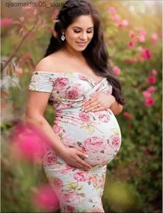 Vestidos de maternidade que alongam impressão floral fotografia de maternidade longa saia sereia corpo bebê fotografia longa saia longa q240413