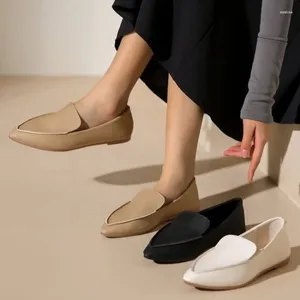 Casual Shoes Loafers for Women Slip-On Point Toe Flats Kvinna Bekväm att gå Office Footwear Zapatos de Mujer