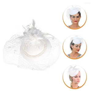 Bandanas Mesh Pearl Hat Women Headdress Fascinator Headband Hats Fascinators For Tea Party Banquet Headwear Has Wedding Bride Headpiece