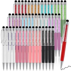 Pens 20/50pcs Kristal Beyaz Kalem 2 İçinde 1 İnce Kristal Elmas Ekran Stylus Siyah Jel Mürekkep Beyaz Geri Plan Kalem Touch Pen