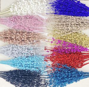 Glitter Stem New Year Party Wedding Decoration 12 Forks Multicolor Berry Leave Christmase Branch Coral Golden Powder Flower7912260