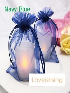 16 colors Pick100pcs Navy Blue 1015cm Sheer Organza Bag Wedding Favor Supplies GiftCandy Bag2019605