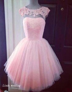 Kort prinsessa rosa prom klänning vacker tyll spets kvinnor bär special tillfälle klänning kväll party gown9122467