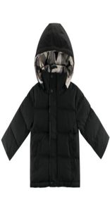 Childrens Down Coats Coats Meninos e meninas Casaco de inverno de ambos os lados Kids Casual Cor de cor sólida Down Jackets Kids Warm Coat With Hood SA5985803