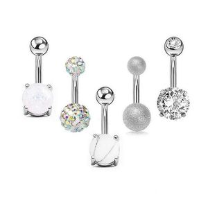 Navel & Bell Button Rings 5Pcs/Lot Zircon Belly For Women Girls Stainless Steel Barbell Ring Body Piercing Jewelry Drop Delivery Dhxto