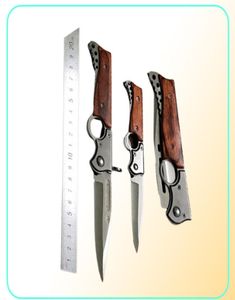 AK47 Tüfek Tabancası Şeklinde Otomatik Katlanır Bıçaklar 440 Blade Ahşap Tutucu Cep Taktik Flip Camping Açık havada hayatta kalma bıçağı LED5571529