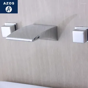 Bathroom Sink Faucets Azos In-wall Faucet Split Waterfall Brass Chrome Cold And Switch Shower Room Below Counter Basin Double Handle Three