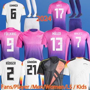2024 Jerseys de futebol da Alemanha Euro Kimmich Goretzka Mulheres fora jogador de manga longa Camisa de futebol do mundo da equipe nacional Musiala Havertz Homem Kit Kids Kit