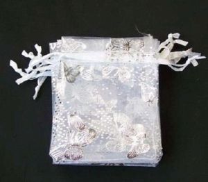 20x30cm 100 st White Farterfly Organza Wedding Jewelery Presentväska 70x90 MM Party Bags Pouches5438713