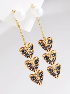 Dingle örhängen trender dinglande med kristaller från Österrike för flickans alla hjärtans dag Bijoux Långa kvinnors hängande öron smycken gåva