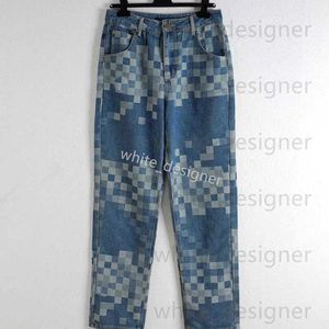 Designer men Jeans New models Men's Jeans Designer Pants Light Luxury and Fashionable Spring Flower Pants American Retro Heavy Industry Washed Old Print Splicing