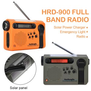 Rádio HRD900 Multifuncional Banda Completa Solar AM/FM/SW Rádio meteorológico de emergência LED LEVHOLA BANCO DE POWER POWER BANK