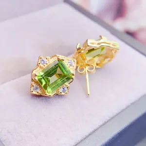 Stud Earrings Natural Real Green Peridot Topaz Earring Per Jewelry 6 8mm 1.5ct 2pcs Gemstone 925 Sterling Silver Fine L24322