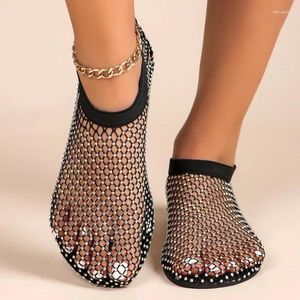 Lässige Schuhe Frauen Designer Mesh Flats Kristalllaafer laufen 2024 flache Mundkleid kühle Stiefel Sandalen Sandalen