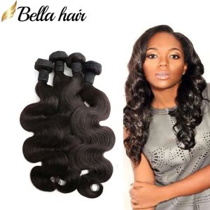 Brazylijskie wiązki włosów splatają kręcone faliste proste fala ciała luźna głęboka 3pc Virgin Remy Human Hair Extensons Podwójna mocna wątek Bellahair 30 cali