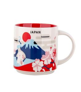 14oz سعة السيراميك القدح المدن اليابانية أفضل كأس القهوة القدح مع مربع أصلي اليابان City4959470