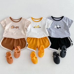 Kleidung Sets Baby Sommerkleidung Anzug Mädchen Jungen Baumwolle T-Shirt Shorts Cartoontiere drucken kurze Ärmel Tops Kinder lässig Outfits