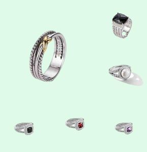 Silverringar Thai Dy Plated Ed Twocolor som säljer Cross Black Ring Women Fashion Platinum Jewelry2607027