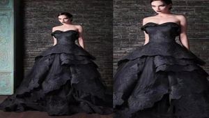 Gothic Style Black Sexy Prom Kleider Vintage Spitze Applikat Schatz abgestufter Rock Rüschen Abendkleid formelle Kleidung maßgeschneidert 21945184