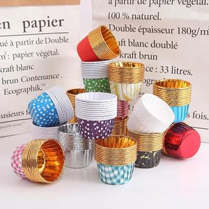 Disposable Cups Straws 50Pcs 36 Candy Colors Dot Lattice Solid Pattern Thickened Muffin Cupcake With Liner Cake Case Paper Wrappers Pastry